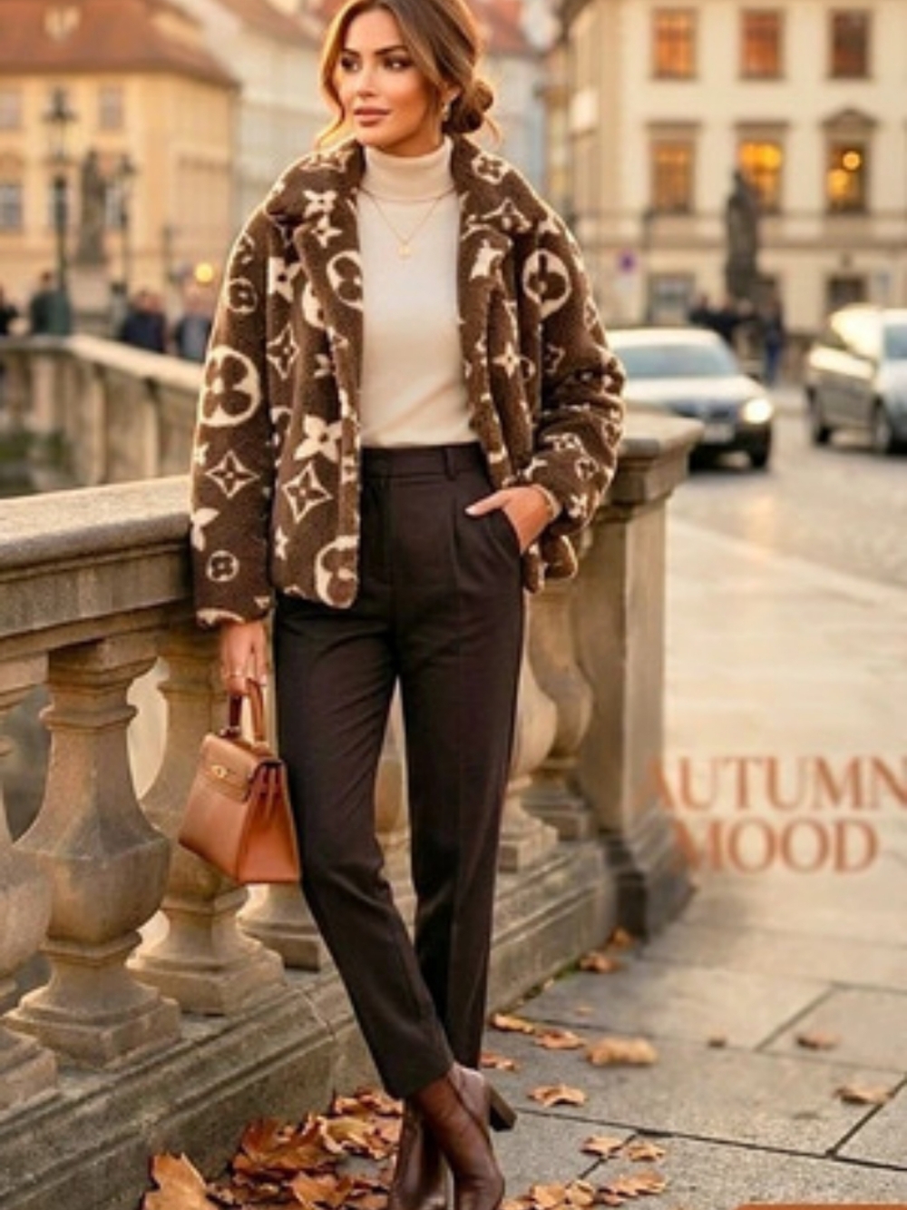 Brown Patterned Jacket Like New